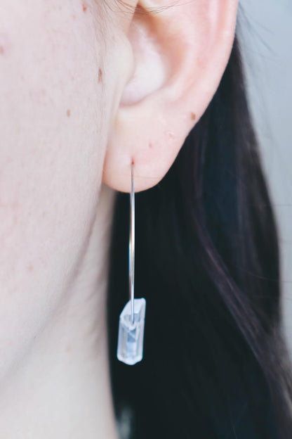 Clear quartz earring hoops