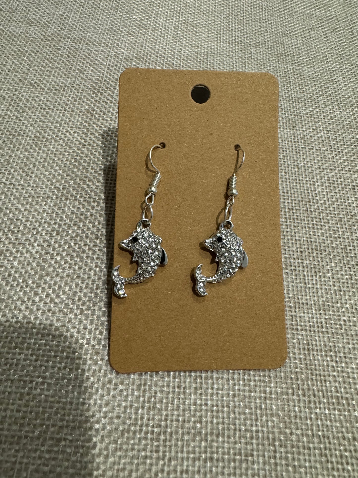 Sliver dolphin earrings