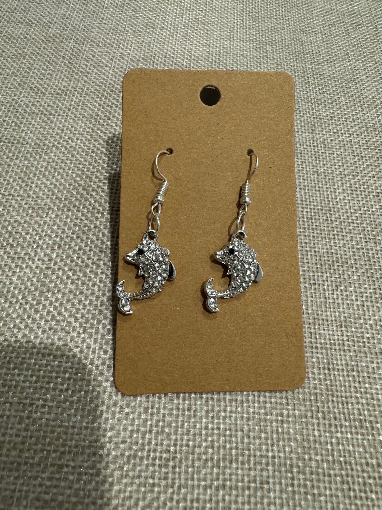 Sliver dolphin earrings