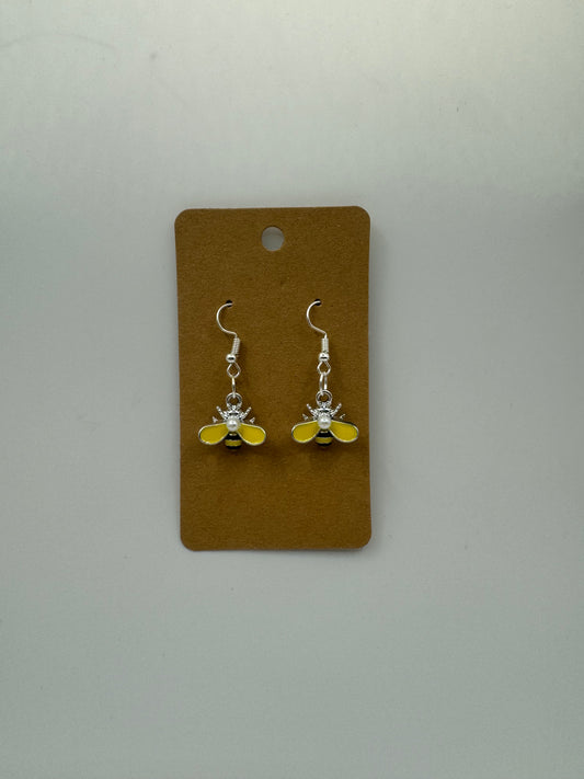 Yellow bee earrings